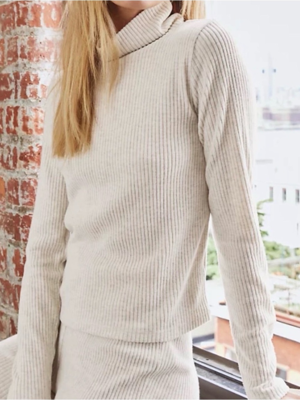 The Group BABATON Traverse Cream Ribbed Turtleneck Sweater